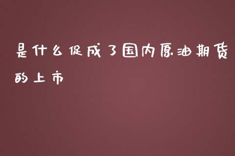 是什么促成了国内原油期货的上市_https://wap.sdyuehang.cn_产经新闻_第1张