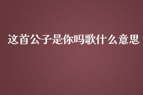 这首公子是你吗歌什么意思_https://wap.sdyuehang.cn_债券资讯_第1张