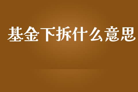 基金下拆什么意思_https://wap.sdyuehang.cn_新股申购_第1张