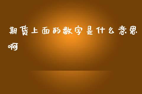 期货上面的数字是什么意思啊_https://wap.sdyuehang.cn_产经新闻_第1张