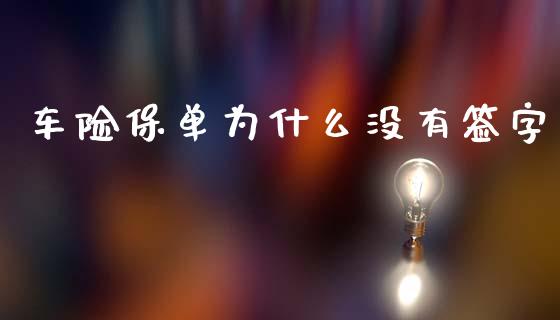车险保单为什么没有签字_https://wap.sdyuehang.cn_产经新闻_第1张