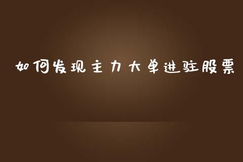 如何发现主力大单进驻股票_https://wap.sdyuehang.cn_债券资讯_第1张
