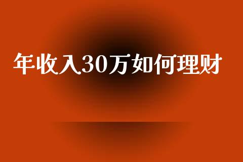 年收入30万如何理财_https://wap.sdyuehang.cn_美股行情_第1张