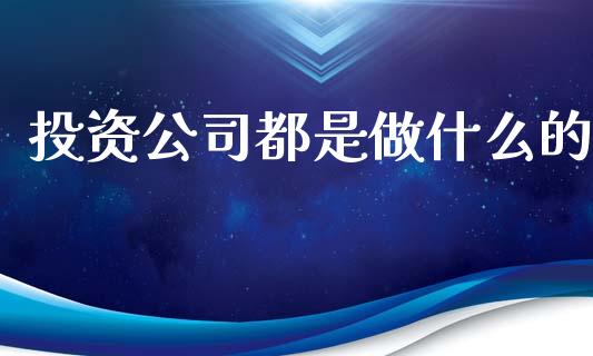 投资公司都是做什么的_https://wap.sdyuehang.cn_债券资讯_第1张