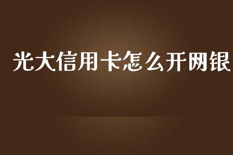 光大信用卡怎么开网银_https://wap.sdyuehang.cn_美股行情_第1张