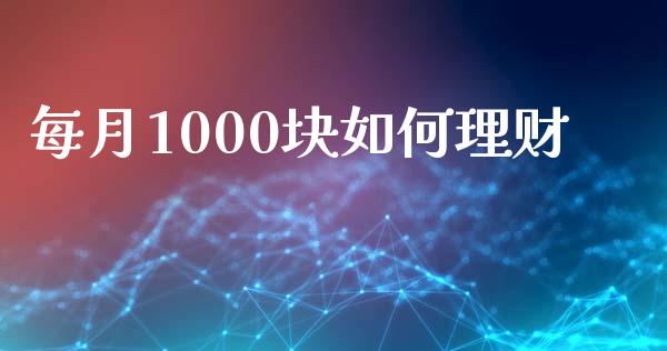 每月1000块如何理财_https://wap.sdyuehang.cn_新股申购_第1张