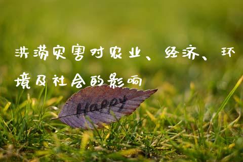 洪涝灾害对农业、经济、环境及社会的影响_https://wap.sdyuehang.cn_产经新闻_第1张