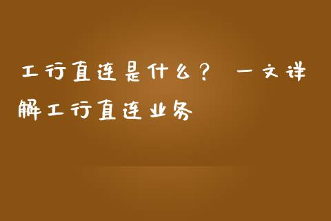工行直连是什么？ 一文详解工行直连业务_https://wap.sdyuehang.cn_美股行情_第1张