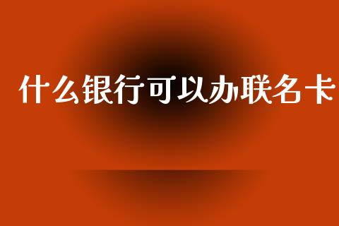 什么银行可以办联名卡_https://wap.sdyuehang.cn_美股行情_第1张