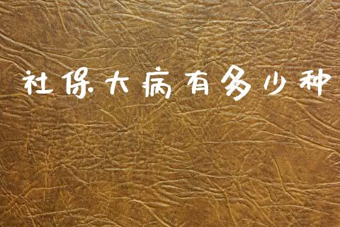社保大病有多少种_https://wap.sdyuehang.cn_美股行情_第1张
