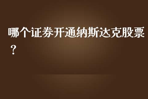 哪个证券开通纳斯达克股票？_https://wap.sdyuehang.cn_产经新闻_第1张
