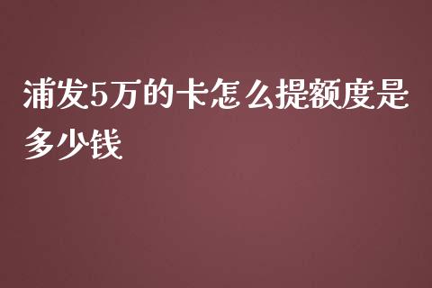 浦发5万的卡怎么提额度是多少钱_https://wap.sdyuehang.cn_美股行情_第1张