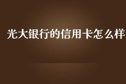 光大银行的信用卡怎么样_https://wap.sdyuehang.cn_美股行情_第1张