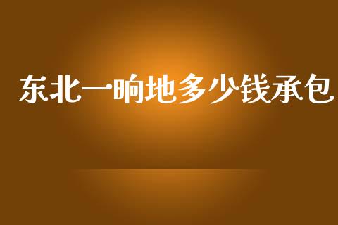 东北一晌地多少钱承包_https://wap.sdyuehang.cn_债券资讯_第1张