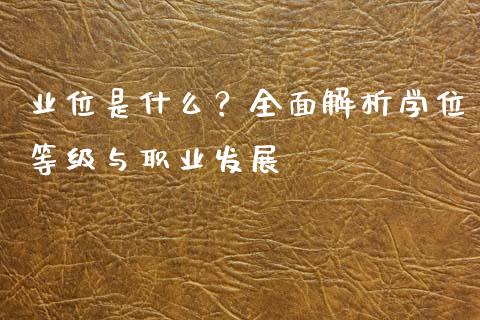 业位是什么？全面解析学位等级与职业发展_https://wap.sdyuehang.cn_美股行情_第1张