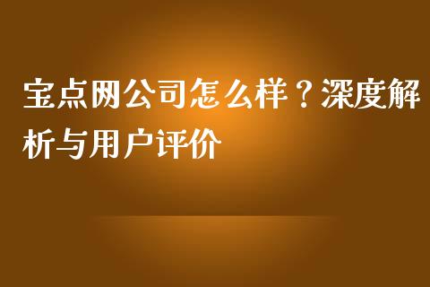 宝点网公司怎么样？深度解析与用户评价_https://wap.sdyuehang.cn_美股行情_第1张