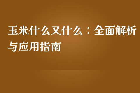 玉米什么又什么：全面解析与应用指南_https://wap.sdyuehang.cn_产经新闻_第1张