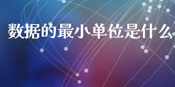 数据的最小单位是什么_https://wap.sdyuehang.cn_新股申购_第1张