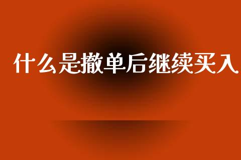 什么是撤单后继续买入_https://wap.sdyuehang.cn_产经新闻_第1张