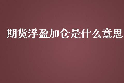 期货浮盈加仓是什么意思_https://wap.sdyuehang.cn_产经新闻_第1张