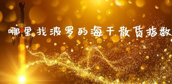 哪里找波罗的海干散货指数_https://wap.sdyuehang.cn_债券资讯_第1张