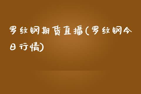 罗纹钢期货直播(罗纹钢今日行情)_https://wap.sdyuehang.cn_新股申购_第1张