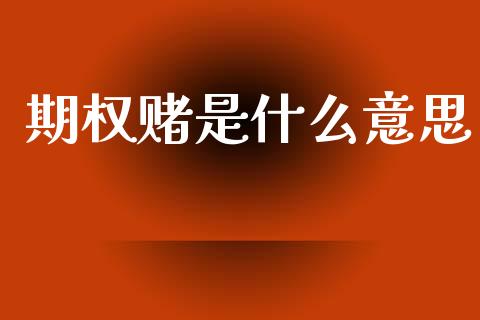 期权赌是什么意思_https://wap.sdyuehang.cn_产经新闻_第1张