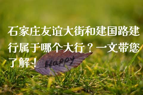 石家庄友谊大街和建国路建行属于哪个大行？一文带您了解！_https://wap.sdyuehang.cn_产经新闻_第1张