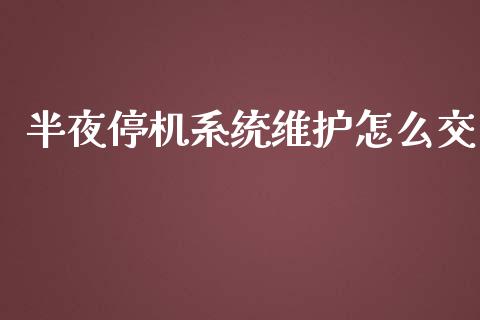 半夜停机系统维护怎么交_https://wap.sdyuehang.cn_债券资讯_第1张