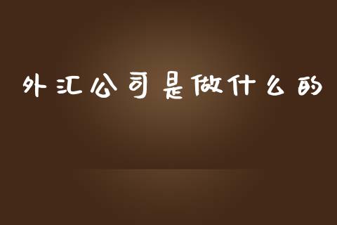 外汇公司是做什么的_https://wap.sdyuehang.cn_美股行情_第1张