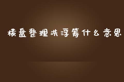横盘整理洗浮筹什么意思_https://wap.sdyuehang.cn_产经新闻_第1张