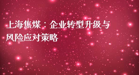 上海焦煤：企业转型升级与风险应对策略_https://wap.sdyuehang.cn_美股行情_第1张