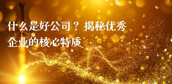 什么是好公司？ 揭秘优秀企业的核心特质_https://wap.sdyuehang.cn_债券资讯_第1张