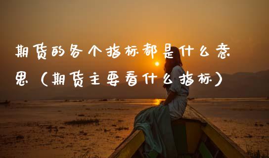 期货的各个指标都是什么意思（期货主要看什么指标）_https://wap.sdyuehang.cn_新股申购_第1张