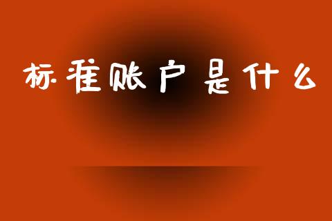 标准账户是什么_https://wap.sdyuehang.cn_产经新闻_第1张