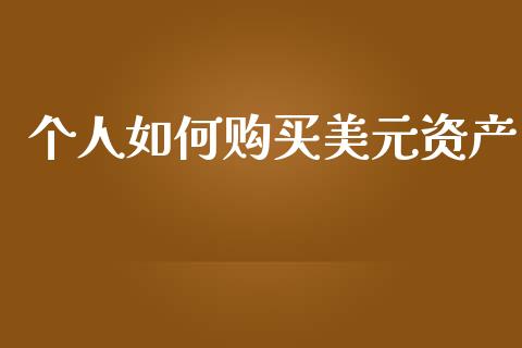 个人如何购买美元资产_https://wap.sdyuehang.cn_美股行情_第1张