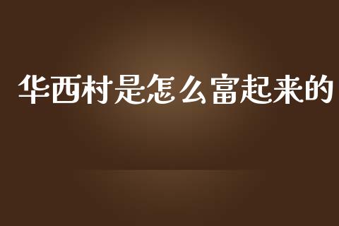 华西村是怎么富起来的_https://wap.sdyuehang.cn_美股行情_第1张