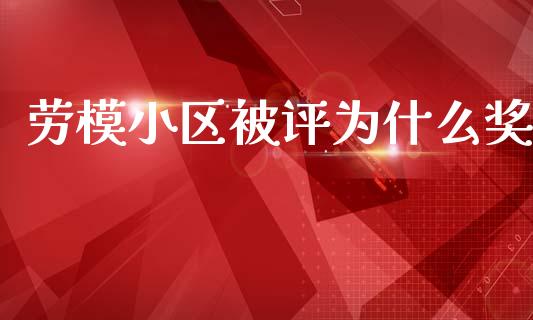 劳模小区被评为什么奖_https://wap.sdyuehang.cn_债券资讯_第1张