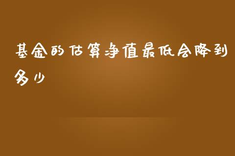 基金的估算净值最低会降到多少_https://wap.sdyuehang.cn_美股行情_第1张