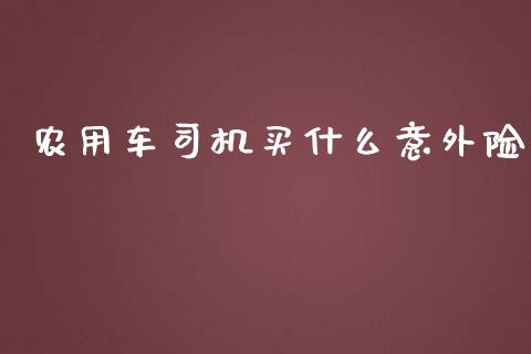 农用车司机买什么意外险_https://wap.sdyuehang.cn_美股行情_第1张
