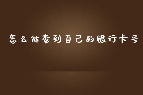 怎么能查到自己的银行卡号_https://wap.sdyuehang.cn_美股行情_第1张