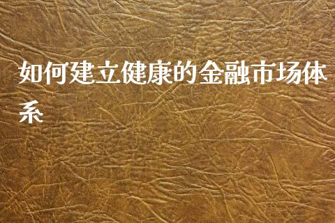 如何建立健康的金融市场体系_https://wap.sdyuehang.cn_美股行情_第1张
