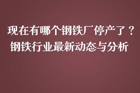 现在有哪个钢铁厂停产了？ 钢铁行业最新动态与分析_https://wap.sdyuehang.cn_美股行情_第1张