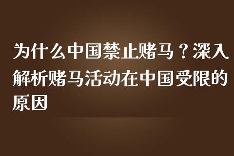 为什么中国禁止赌马？深入解析赌马活动在中国受限的原因_https://wap.sdyuehang.cn_新股申购_第1张