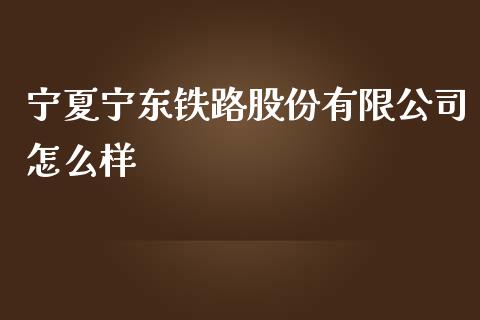 宁夏宁东铁路股份有限公司怎么样_https://wap.sdyuehang.cn_美股行情_第1张