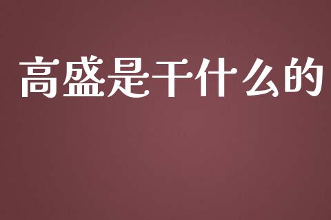 高盛是干什么的_https://wap.sdyuehang.cn_产经新闻_第1张