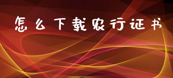 怎么下载农行证书_https://wap.sdyuehang.cn_债券资讯_第1张