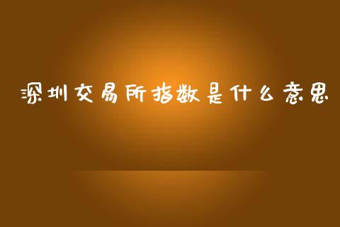 深圳交易所指数是什么意思_https://wap.sdyuehang.cn_新股申购_第1张