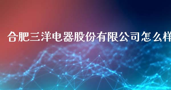 合肥三洋电器股份有限公司怎么样_https://wap.sdyuehang.cn_债券资讯_第1张