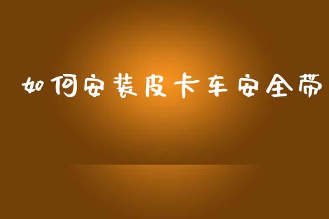 如何安装皮卡车安全带_https://wap.sdyuehang.cn_产经新闻_第1张